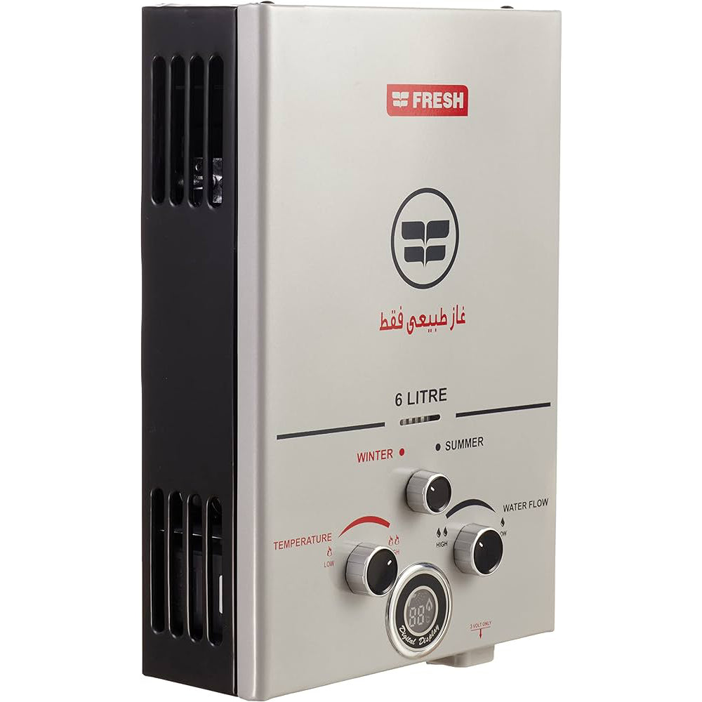 Fresh Gas Water Heater 6 Liters Silver Gas6LS. Fresh Gas Water Heater 6 Liters Silver Gas6LS.